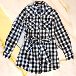 black & white plaid tunic / shirt dress size S